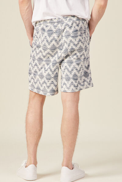 Bermuda droit taille nouée bleu foncé homme