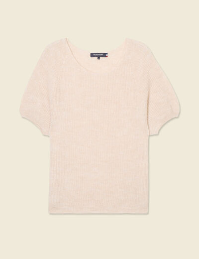Pull manches courtes creme femme