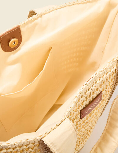 Sac cabas tressé sable femme
