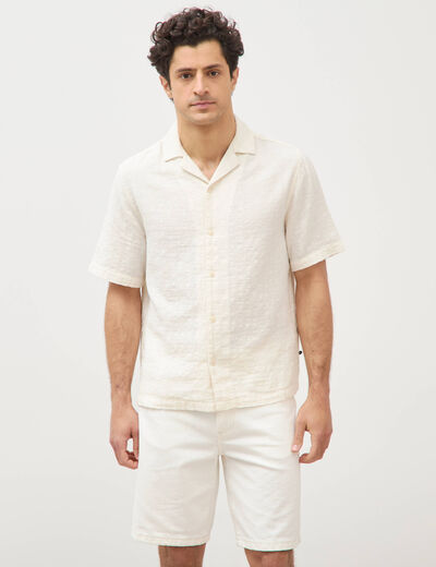 Col boyfriend manches courtes en coton ecru homme