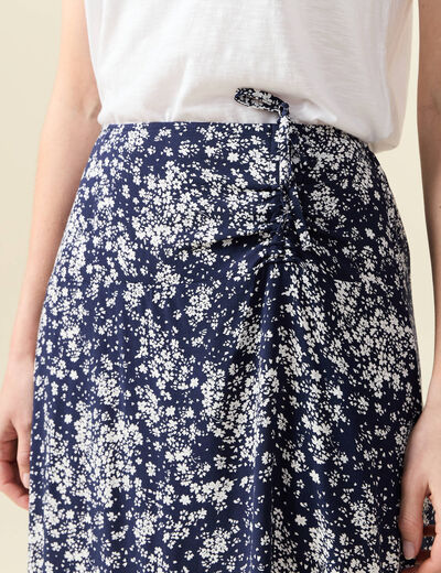 Jupe longue portefeuille bleu femme