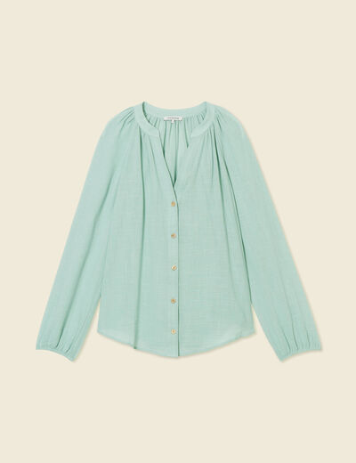 Chemise manches longues vert pastel femme