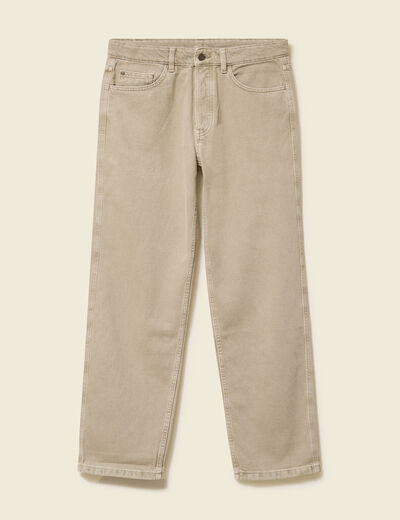 Jeans large longueur 32 en coton denim beige homme