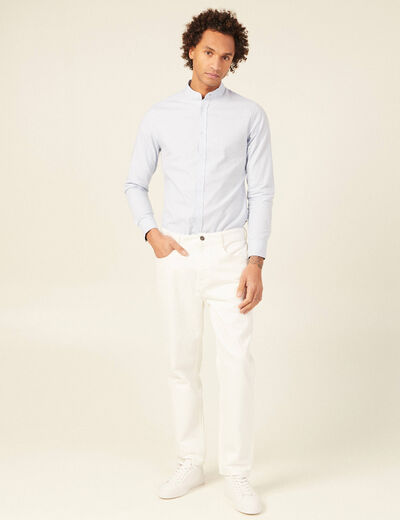 Chemise col mao bleu clair homme