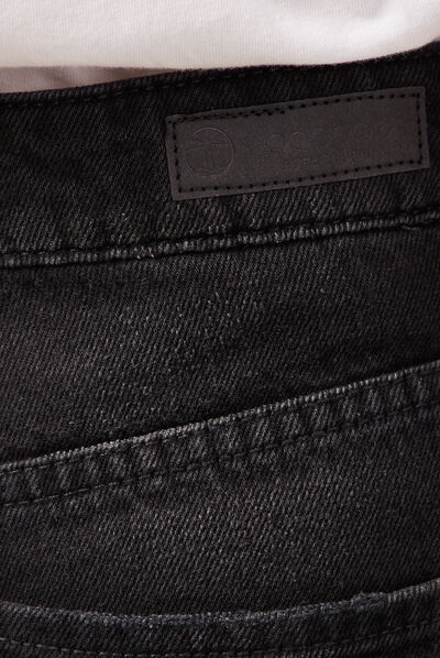 Jeans straight 7/8ème destroy denim noir femme