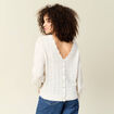 Gilet ajour&eacute; col V manches longues ecru femme