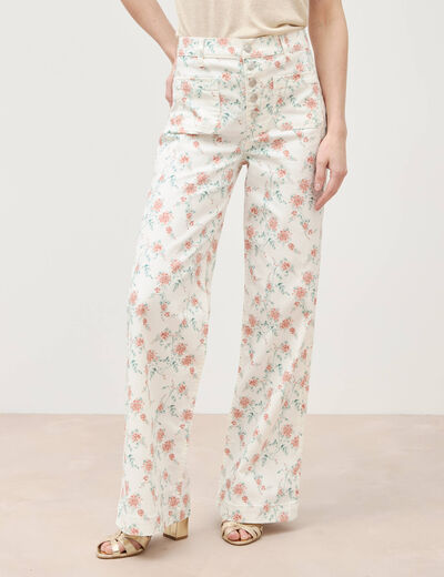Pantalon boot cut flare taille haute blanc femme