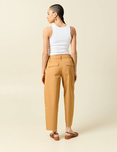 Pantalon barrel cargo taille standard jaune moutarde femme