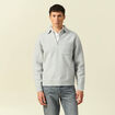 Pull manches longues col polo zipp&eacute; gris homme