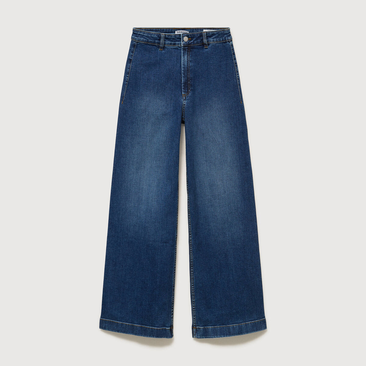 Jeans large taille haute denim stone femme