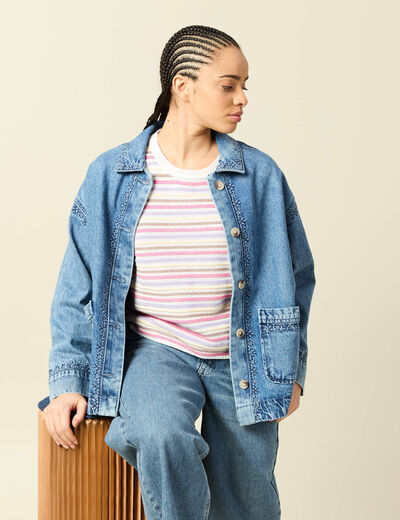 Surchemise en jeans manches longues denim dirty femme