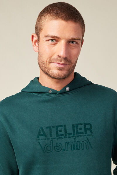 Sweat à capuche vert foncé homme