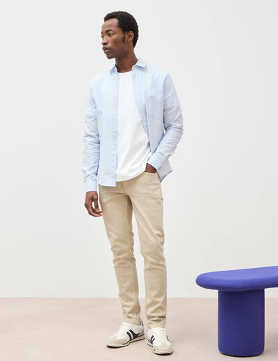Jeans slim 5 poches denim beige homme