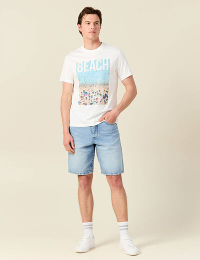 T-shirt manches courtes ecru homme