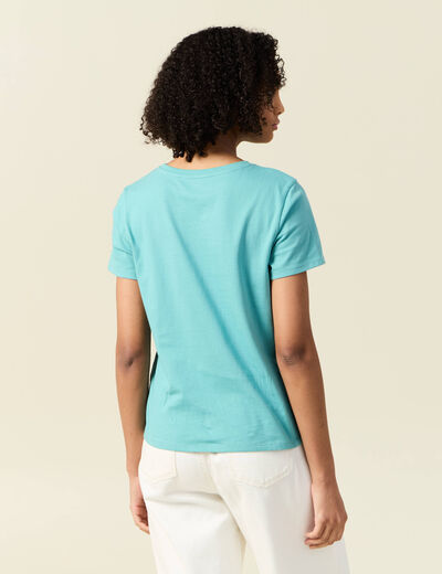 T-shirt éco-responsable bleu turquoise femme