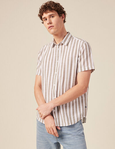 Chemise manches courtes vert kaki homme