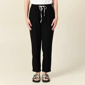 Pantalon droit à coulisse noir femme