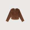 Veste manches longues en velours vieux rose femme