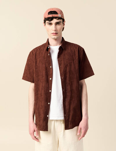 Chemise manches courtes bordeaux homme