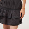 Mini-jupe fluide en coton doubl&eacute;e noir femme