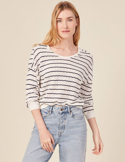 Pull manches longues ecru femme