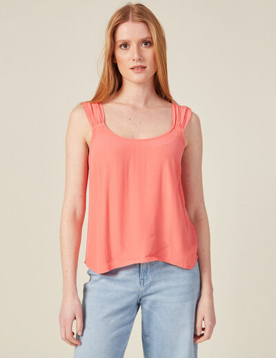 Blouse bretelles larges rose corail femme