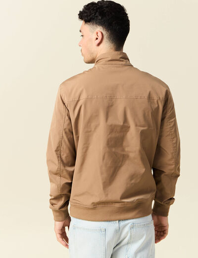 Blouson zippé col montant taupe homme