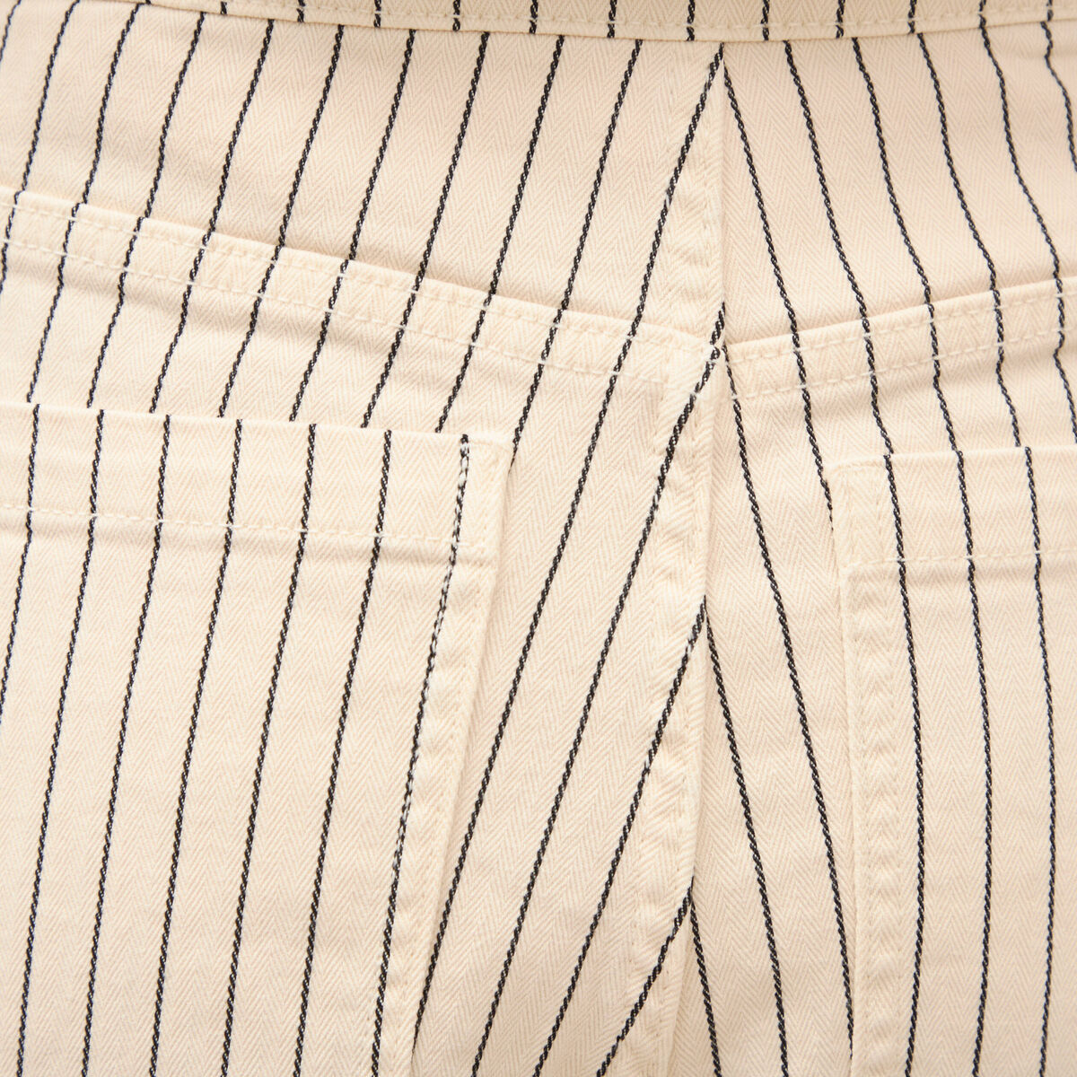 Jeans large taille haute ray&eacute; denim blanc femme