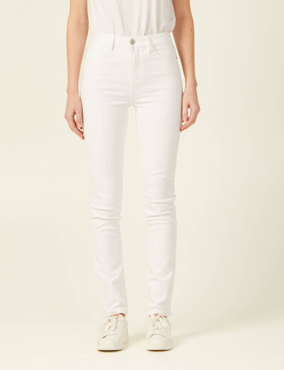 Jeans slim taille haute denim blanc femme