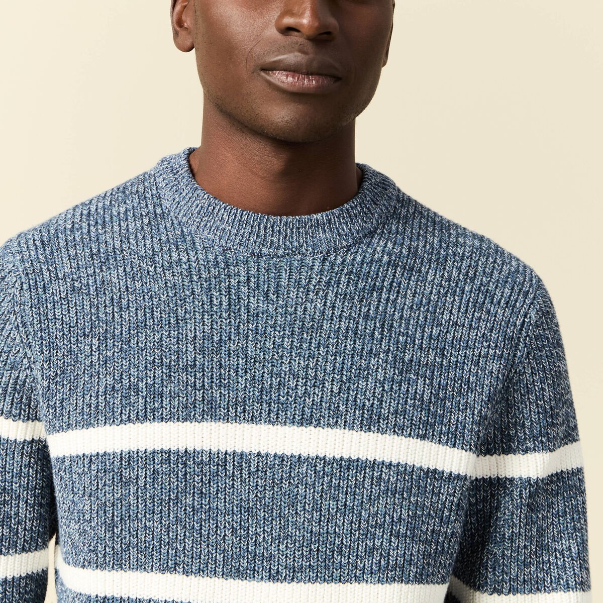 Pull manches longues bleu marine homme