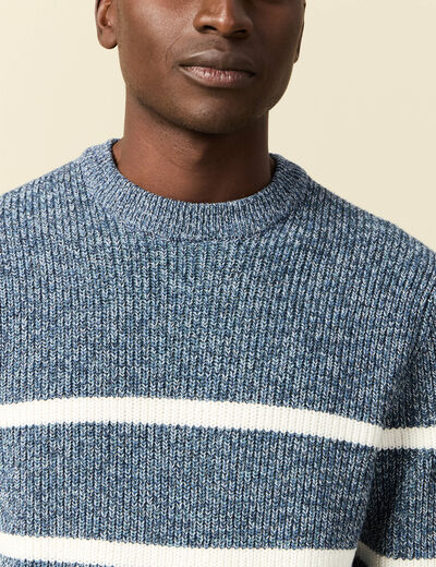 Pull manches longues bleu marine homme