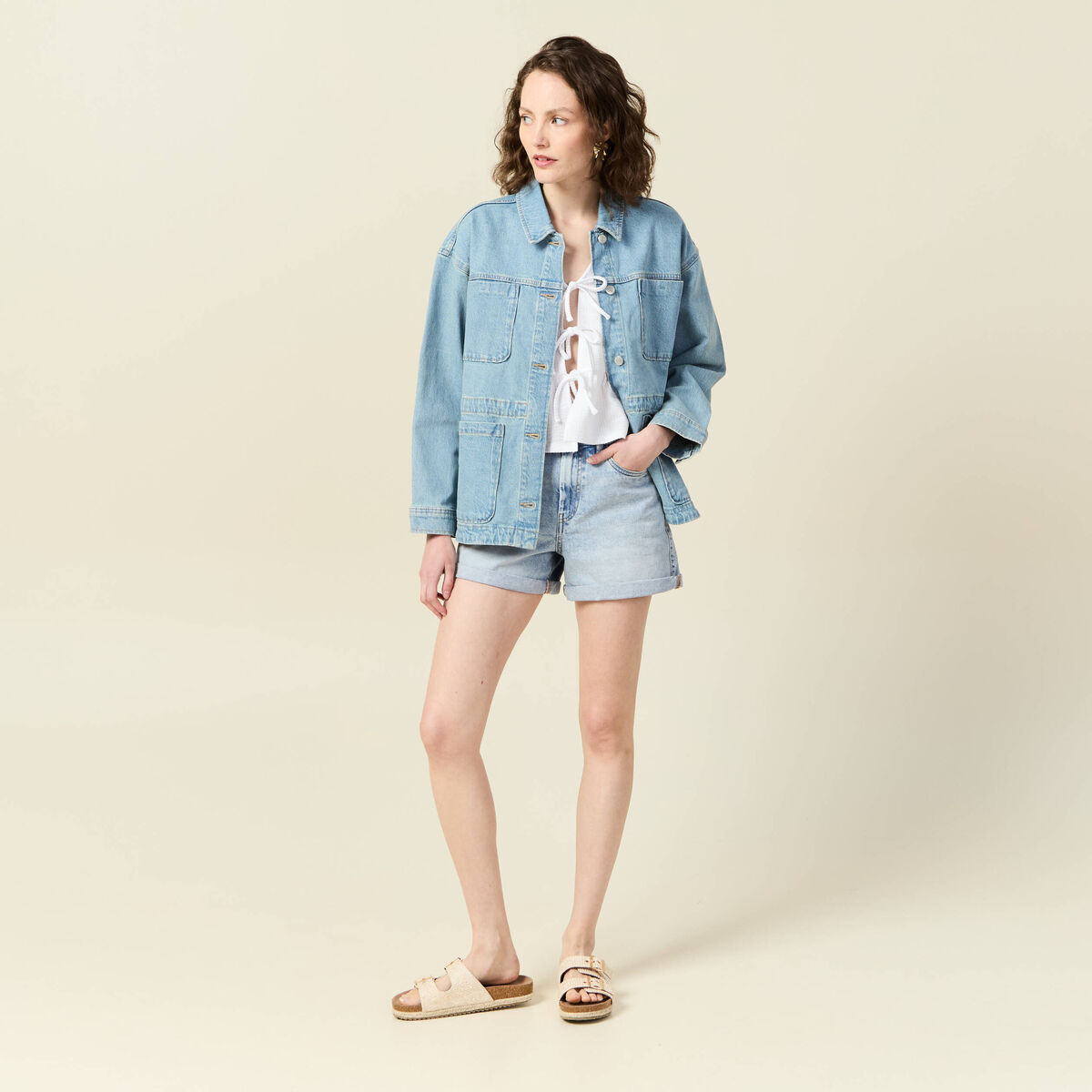 Blouse manches courtes blanc femme