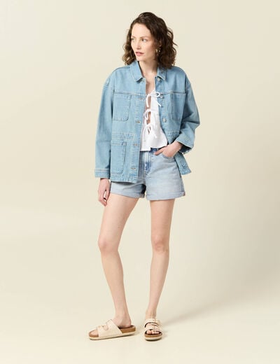 Blouse manches courtes blanc femme