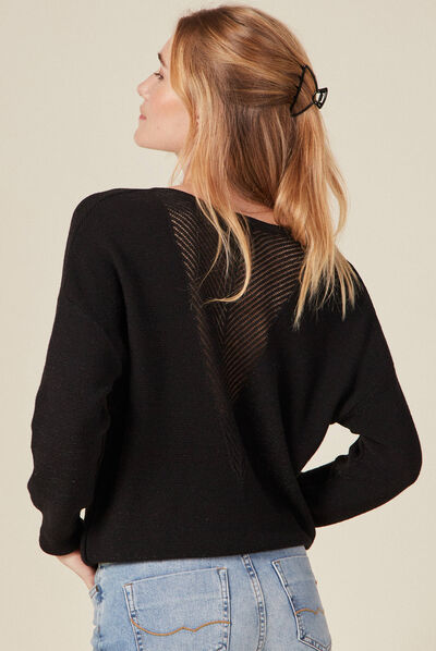 Pull éco-responsable noir femme