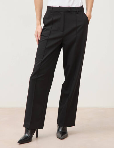 Pantalon droit taille haute noir femme