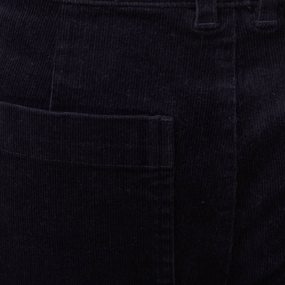 Pantalon flare taille haute en velours bleu fonc&eacute; femme