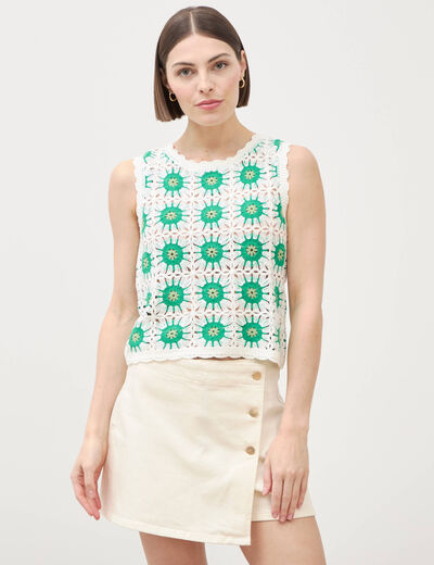 Jupe-short taille haute en jeans ecru femme