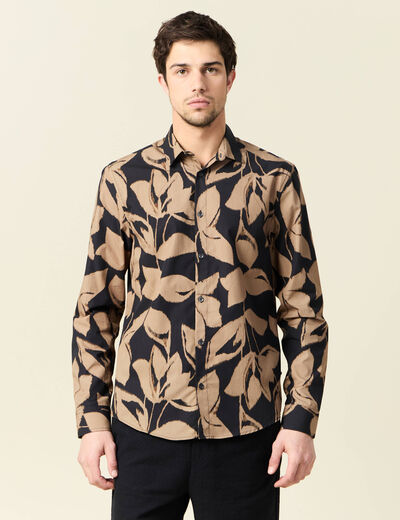 Chemise manches longues marron homme