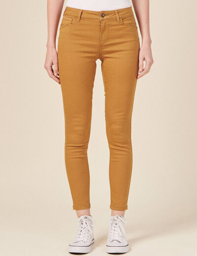 Pantalon skinny push-up 7/8ème beige femme