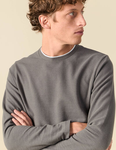 T-shirt manches longues gris fonc&eacute; homme