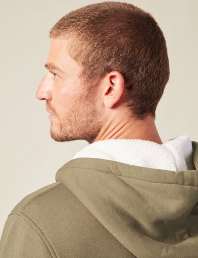 Sweat zippé à capuche taupe homme