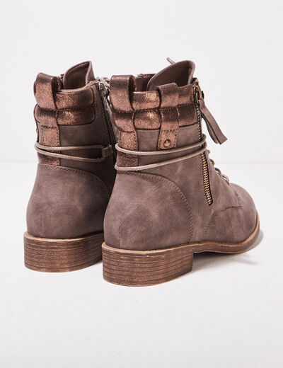 Bottines à détails zippés beige femme