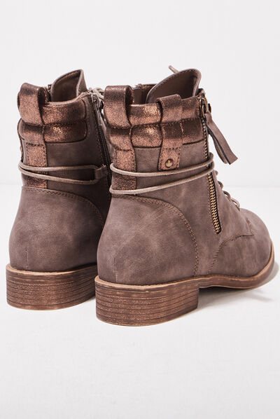 Bottines à détails zippés beige femme
