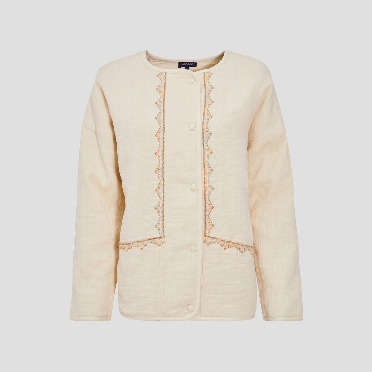 Veste droite boutonnée creme femme