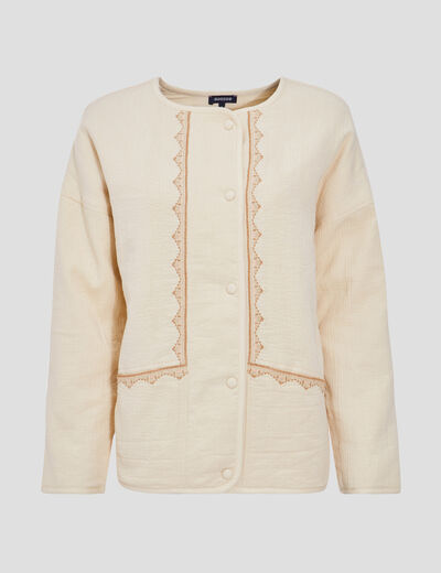 Veste droite boutonnée creme femme