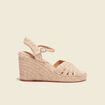 Sandales compensées paille creme femme