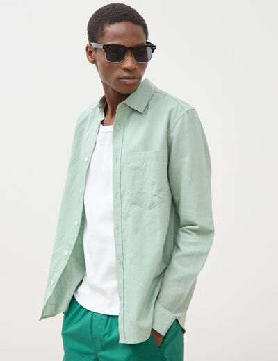 Chemise manches longues vert pastel homme