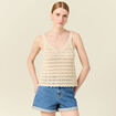 Débardeur tricot ajouré creme femme
