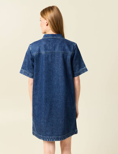 Robe jeans manches courtes denim stone femme