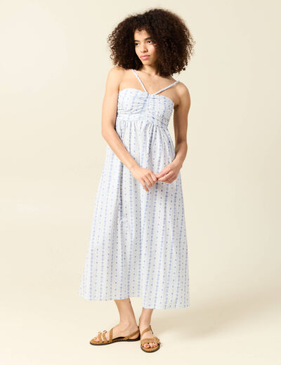 Robe sans manches en coton bleu clair femme